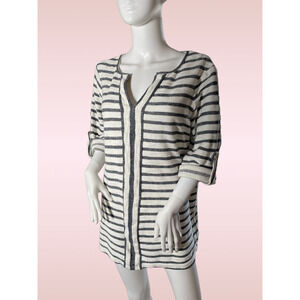 Max Edition Soft Textured Top, Cotton‎ Gauze, V Neck, Petite Large
